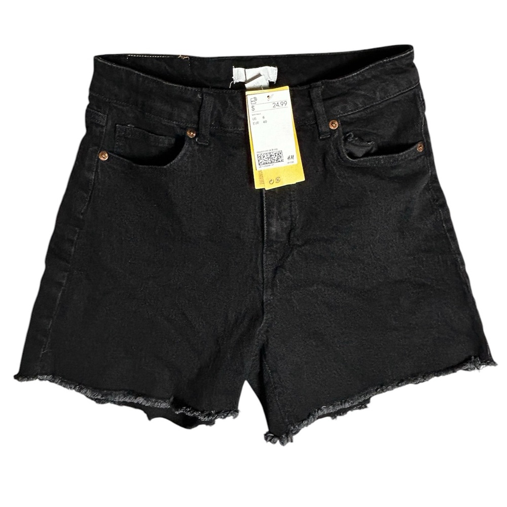 H&M NWT Women's Black Denim‎ Raw Hem Shorts Shorts
Size 8